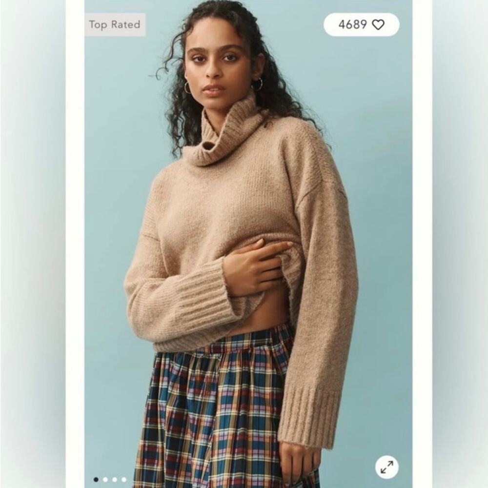 Pilcro Anthropologie The Lennon wide cuff sleeve turtleneck sweater Honey large